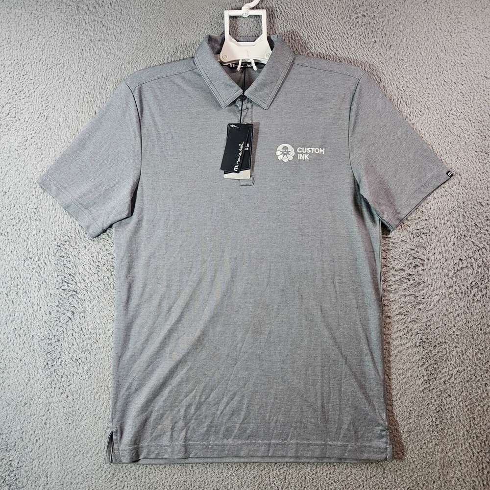 NWT - Travis Mathew Polo Shirt Mens Medium - Custom Ink - Short Sleeve Gray